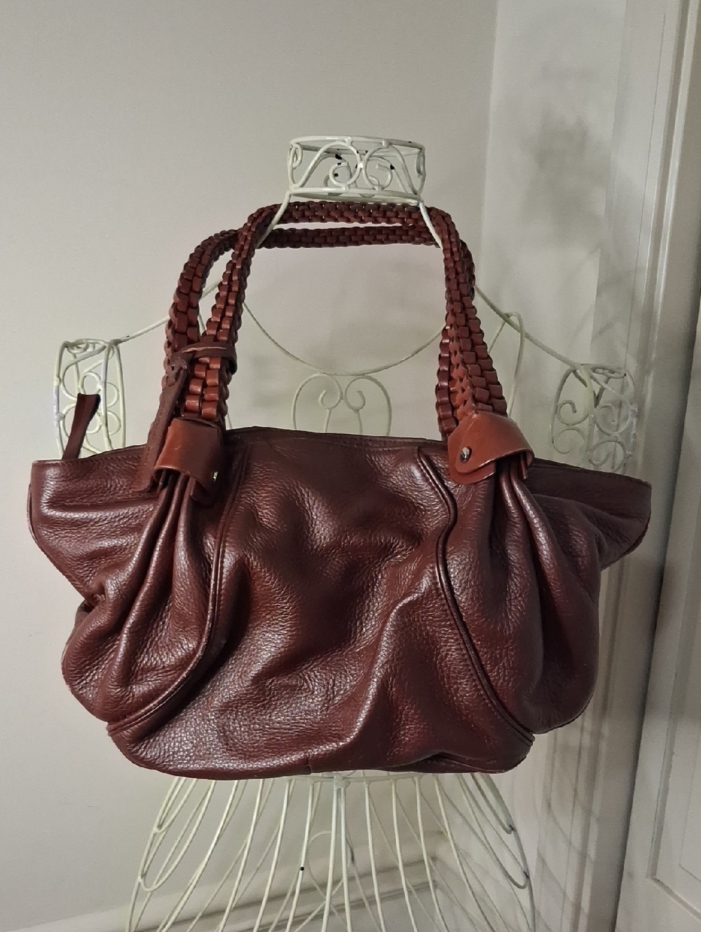 Everyday Woven-Handle Tote in Rich Chestnut Brown